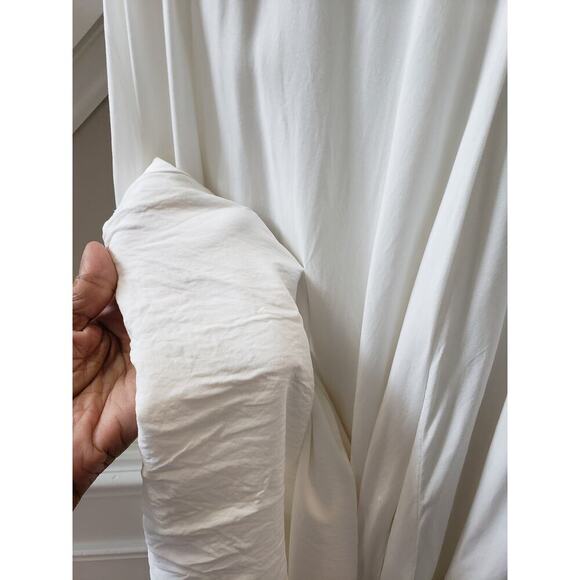 Aakaa Trouser Pants Women's M White Solid Elastic Waist Pull On Wide Leg Coastal - Picture 12 of 14